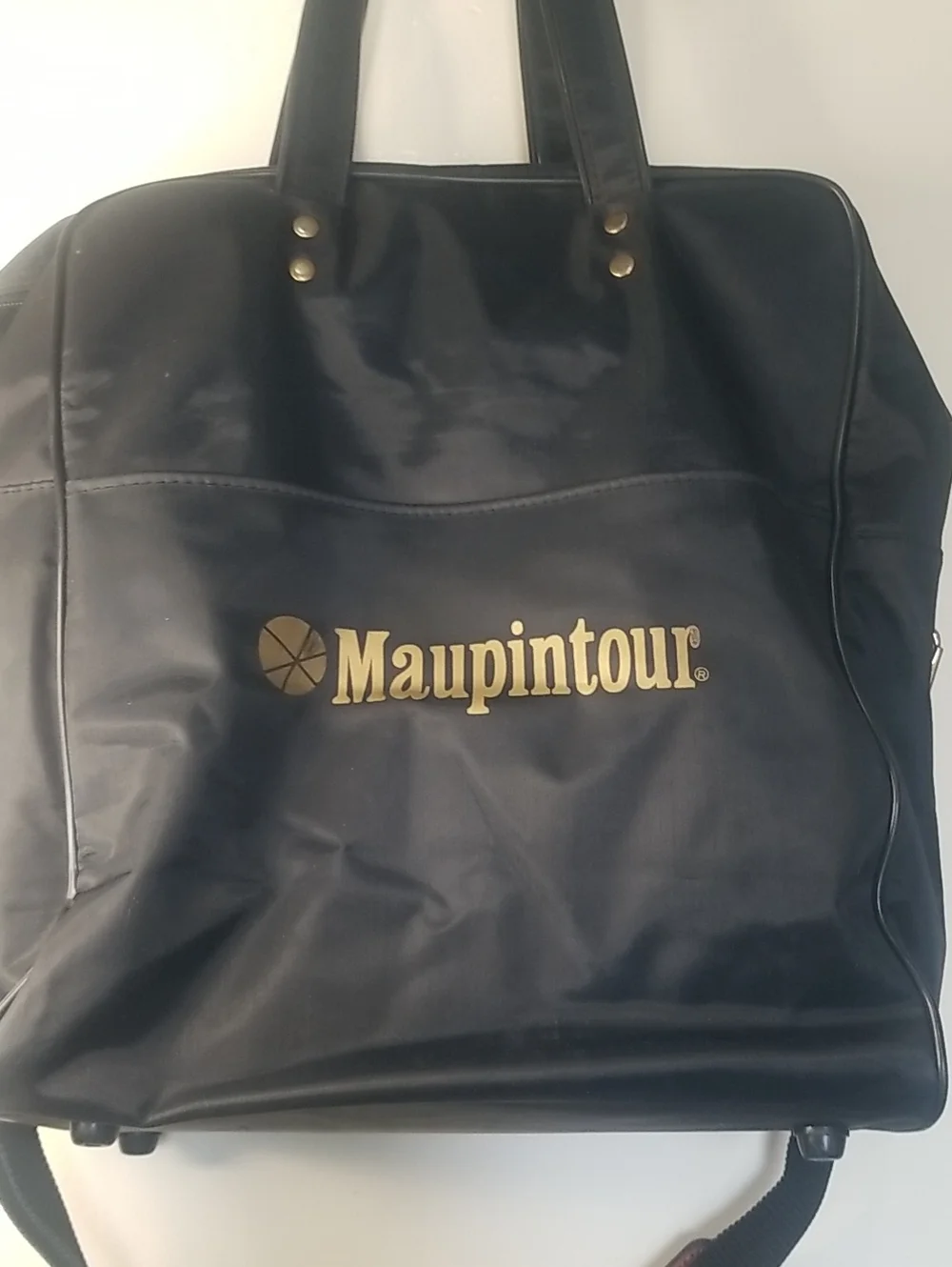 Black Men's Travel Tote Bag with Gold Logo